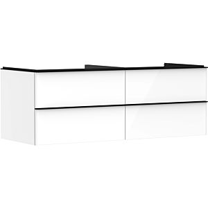 hansgrohe Xelu Q meuble sous-vasque 54086670 1360x485x550mm, 4 tiroirs, blanc brillant, noir mat