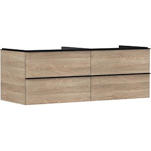 hansgrohe Xelu Q meuble sous-vasque 54088670 1360x485x550mm, 4 tiroirs, chêne naturel, noir mat