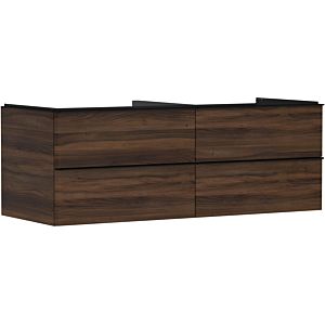 hansgrohe Xelu Q meuble sous-vasque 54089670 1360x485x550mm, 4 tiroirs, noyer foncé, noir mat