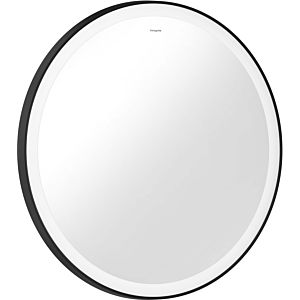 hansgrohe Xarita Lite Q mirror 54966670 with round LED lighting, matt black, W 700 x H 700 x D 30 mm, 20 W