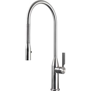 Herzbach Living single-lever sink mixer 17.136300.1.09 spiral spring spout, swivelling, brushed stainless steel