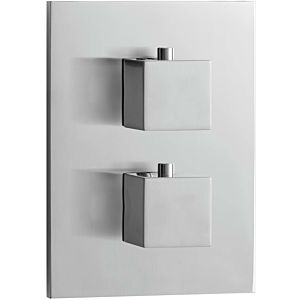 Herzbach Living square final assembly set 19.503050.1.09 flush-mounted thermostat, 2 outlets, brushed stainless steel