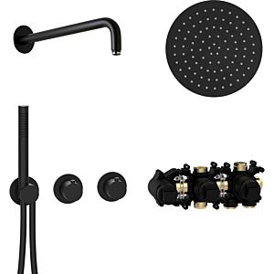 Herzbach MODUL7 thermostat set T-RB250 70.702711.1.12 bras mural douche à effet de pluie 250mm noir mat