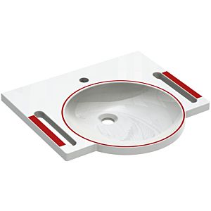 Hewi mineral cast washbasin 950.11.10633 60 x 55 cm, with tap hole, without overflow, white with red marking