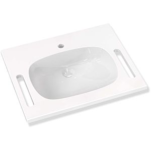 Hewi M40 lavabo en fonte minérale M40.11.501 65x55cm, blanc , avec trou pour robinetterie, sans trop-plein