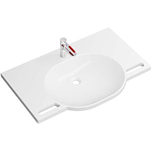 Hewi set de lavabo en fonte minérale 950.19.01533 85x55cm, blanc , avec mitigeur lavabo , rubinrot