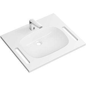Hewi M40 set de lavabo en fonte minérale 950.19.034 65x55cm, blanc , avec électronique mitigeur lavabo AQ1.12S21040