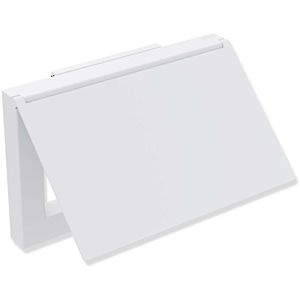 Hewi System 900 Q porte-papier toilette 900Q21.00160DX thermolaqué blanc mat profond, en acier inoxydable, avec couvercle 140x90x23mm