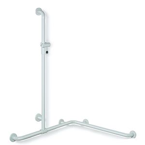 Hewi 801 shower handrail 801.35.31099 762/762 x 1100 mm, pure white, with sliding shower holder bar