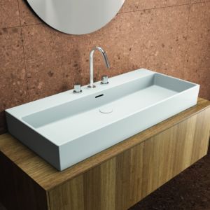 Ideal Standard Extra lavabo T390701 avec 3 trous pour robinetterie, avec trop-plein, sol, 1000 x 450 x 150 mm, blanc