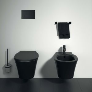 Ideal Standard Connect Air Bidet mural E0266V3 avec trou pour robinetterie, 36 x 54 cm, noir mat