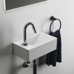 Ideal Standard i.Life S hand washbasin E211301 tap bank on the left, 1 tap hole, without overflow, white, 37x21x12cm