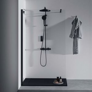 Ideal Standard Ceratherm T125 système de douche A7689XG avec thermostat de douche, douchette à main, noir soie