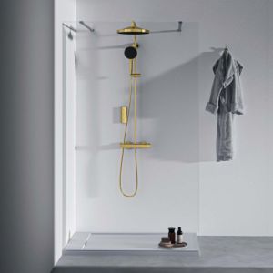 Ideal Standard Ceratherm T125 shower system A7689A2 with shower thermostat, hand shower, brushed gold