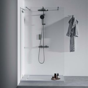 Ideal Standard Ceratherm T125 système de douche A7689A5 avec thermostat de douche, douchette à main, gris magnétique