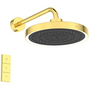 Ideal Standard Solos Regenbrause A7890A2 3-Funktion, mit Wandanschluss, mit LED-Lichtring, brushed gold