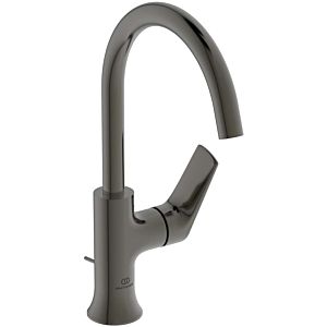 Ideal Standard La Dolce Vita mitigeur lavabo BD657A5 bec haut, avec garniture de vidange en métal, gris magnétique