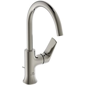 Ideal Standard La Dolce Vita Waschtischarmatur BD657GN hoher Auslauf, mit Metall-Ablaufgarnitur, silver storm