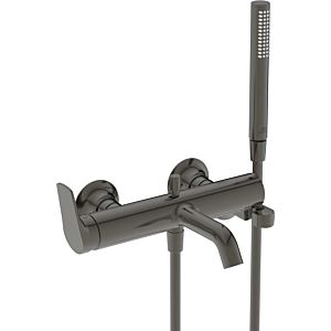 Ideal Standard La Dolce Vita bath mixer BD667A5 exposed, with hand shower set, projection 202mm, magnetic grey