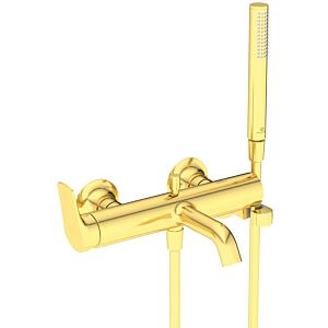 Ideal Standard La Dolce Vita Wannenarmatur BD667A2 Aufputz, mit Handbrause-Set, Ausladung 202mm, brushed gold