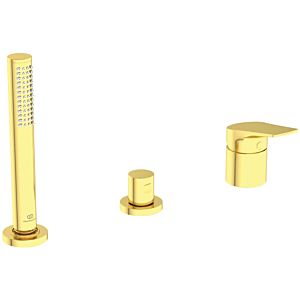 Ideal Standard La Dolce Vita 3-hole bath mixer BD670A2 for bath rim, without spout, with hand shower set, brushed gold