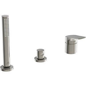 Ideal Standard La Dolce Vita 3-hole bath mixer BD670GN for bath rim, without spout, with hand shower set, silver storm