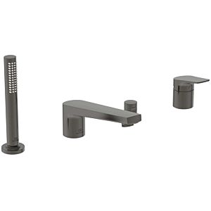 Ideal Standard La Dolce Vita 4-hole bath mixer BD671A5 for bath rim, with spout, with hand shower set, magnetic grey