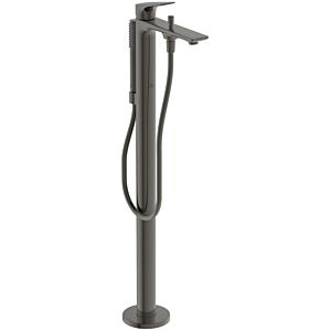 Ideal Standard La Dolce Vita Wannenarmatur BD673A5 freistehend, Unterputz Bausatz 2, mit Handbrause-Set, magnetic grey