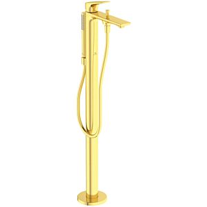 Ideal Standard La Dolce Vita Wannenarmatur BD673A2 freistehend, Unterputz Bausatz 2, mit Handbrause-Set, brushed gold