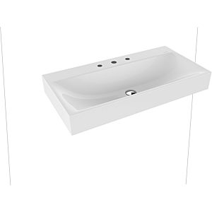 Kaldewei Silenio wall-mounted washbasin 904406273001 without overflow, 3 tap holes, 3045, 90 x 46 x 12 cm, white, pearl effect