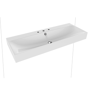 Kaldewei Silenio wall-mounted washbasin 904506033001 3046, 120 x 46 x 12 cm, white pearl effect, with overflow, 3 tap holes