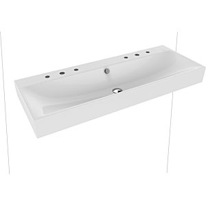 Kaldewei Silenio wall-mounted double washbasin 904506053001 120x46x1.2cm, with overflow, 2 x 3 tap holes, white pearl effect