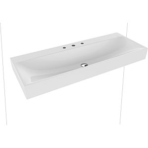Kaldewei Silenio wall-mounted washbasin 904506273001 without overflow, 3 tap holes, 3046, 120 x 46 x 12 cm, white, pearl effect