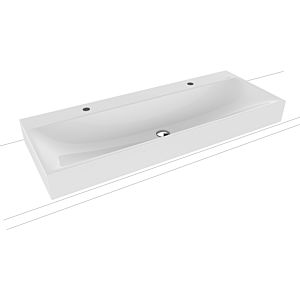 Kaldewei Silenio double countertop washbasin 906406043001 120x46x1.2cm, with overflow, 2 x single tap hole, white pearl effect
