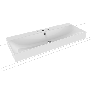 Kaldewei Silenio washbasin 906406033001 3049, 120 x 46 x 12 cm, white pearl effect, overflow, 3 tap holes