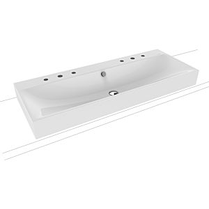 Kaldewei Silenio double countertop washbasin 906406053001 120x46x1.2cm, with overflow, 2 x 3 tap holes, white, pearl effect