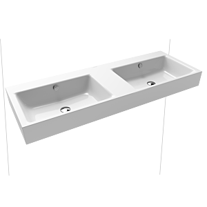 Kaldewei Puro double vasque murale 906706003001 130x46x12cm, avec trop-plein, sans trou pour robinetterie, effet perlant blanc