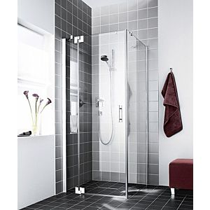 Kermi Filia XP swing door with fixed panel for side wall FX1WL10320VPK 103x200cm, high-gloss silver, clear toughened safety glass, left, on shower area
