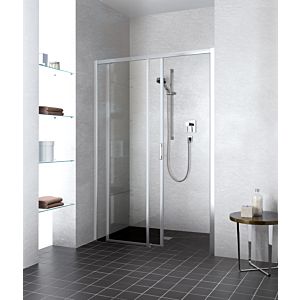 Kermi Liga door 2 pcs. floor-free with fixed field LID2L13020VAK 126-131x200cm, high-gloss silver, toughened safety glass, left, on shower tray