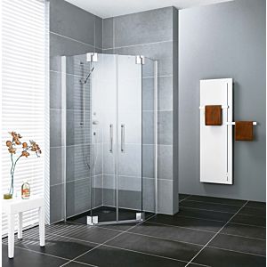 Kermi Pasa XP cabine de douche pentagonale porte battante PXF40090201PK 90x90x200cm, argent mat brillant, verre de sécurité trempé clair