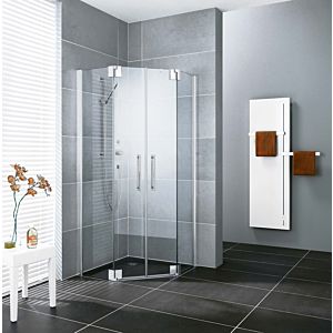Kermi Pasa XP pentagonal shower cubicle swing door PXF00F2318VUK 80x90x185cm, silver high gloss, TSG SR Opaco