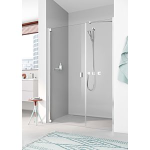 Kermi Raya single-leaf swing door with fixed panel RA1OR12020VPK 120 x 200 cm, high-gloss silver, ESG clear Clean, right, on shower tray