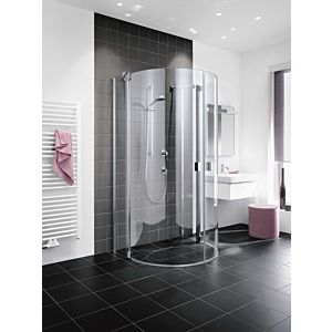 Kermi Raya semicircular shower box. commutes. with fixed panels RAZ2009020VPK 107.6/85.5-88.5 x 200 cm, silver high-gloss, TSG clear Clean