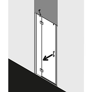 Kermi Liga swing door with fixed panel LISTL08520VPK 85x200cm, high-gloss silver KermiCLEAN, left, on shower tray