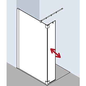 Kermi Pasa XP side panel with movable wing PXT1L12018VAK 120x185cm, high-gloss silver, clear toughened safety glass, left, on shower tray