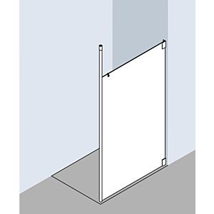 Kermi XSWD212020VAK 120x200cm, high-gloss silver, clear toughened safety glass, left, with ceiling support