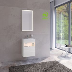 Keuco Stageline 32822300102 decor white, clear white glass, 46x62.5x38cm, with electrics, right