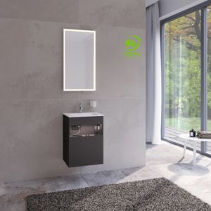 Keuco Stageline 32822970102 decor vulcanite, glass vulcanite satined, 46x62.5x38cm, with electrics, right