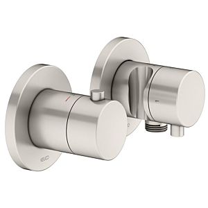 Keuco Edition 400 shower thermostat 51553051221 brushed nickel, for 2 consumers, including wall connection elbow and shower holder