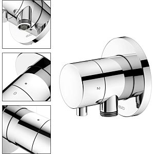 Keuco 59557011101 Vanne d&#39;arrêt / inverseur 2 voies à encastrer, raccord de tuyau, poignée Comfort Select , ronde, chromée